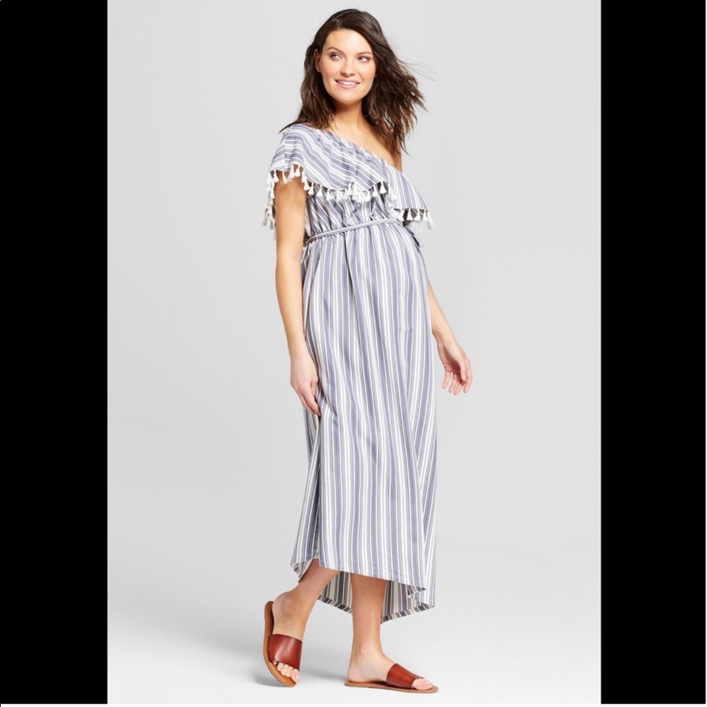 NWT ISABEL maternity stripe one shoulder dress